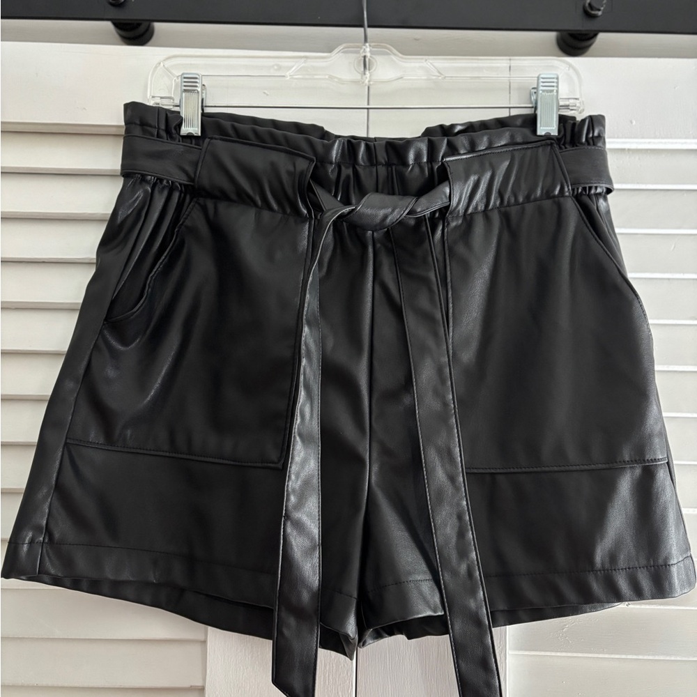 Ci Sono Black High Waist Faux Leather Shorts